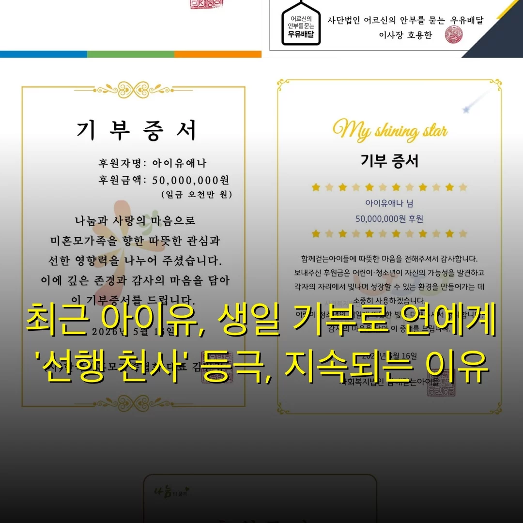 최근 아이유, 생일 기부로 연예계 ‘선행 천사’ 등극, 지속되는 이유